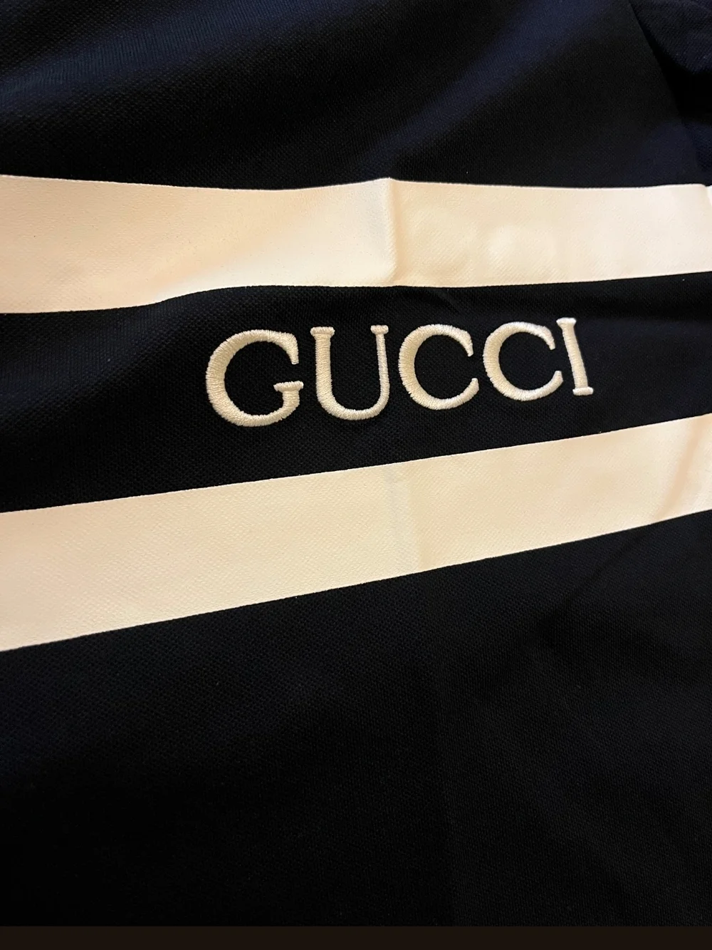 Gucci Men’s Navy Polo with White Stripes - Picture 5 of 7